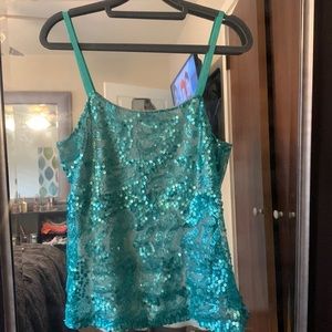 Teal sequins woman Size S adjustable top